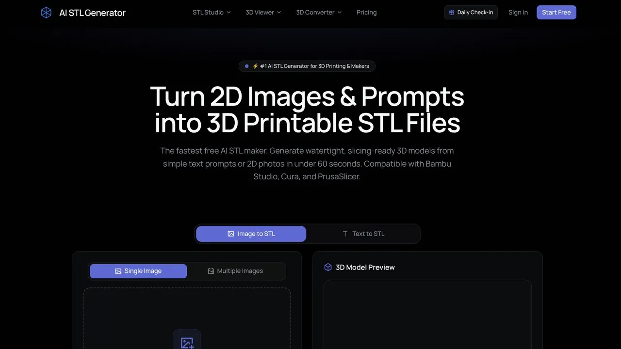 AI STL Generator — Turn Text & Images into 3D Printable STL Files