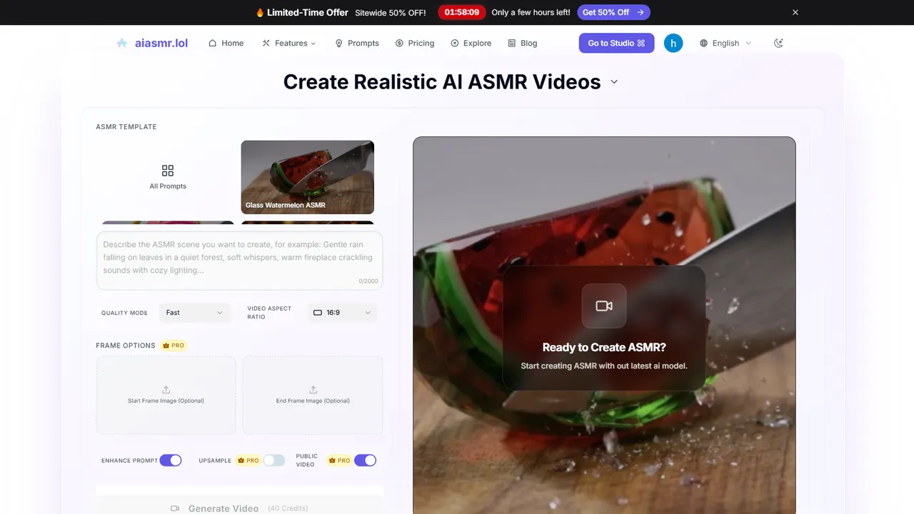 aiasmr.lol — Use AI on aiasmr.lol to create soothing ASMR videos and audios—whispers, ambience and trigger sounds included. Ideal for sleep, relaxation, meditation and content creation.