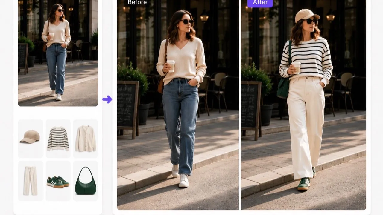 AIClothSwap — Free AI clothes changer for full-outfit virtual try-ons. Upload a person and up to 6 garments, including swimwear, bikinis, one-pieces, shoes, bags, and accessories.