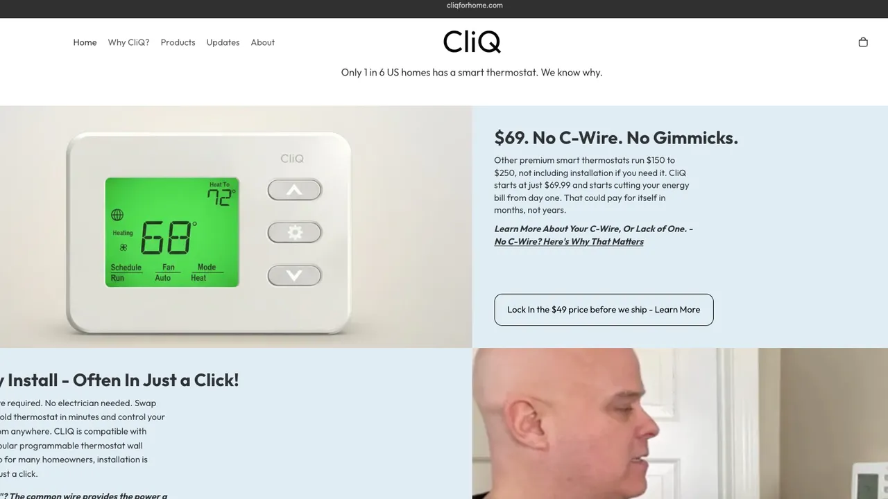 CliQ For Home — CliQ is the $69 smart thermostat that upgrades your home in minutes, with no C-wire required.