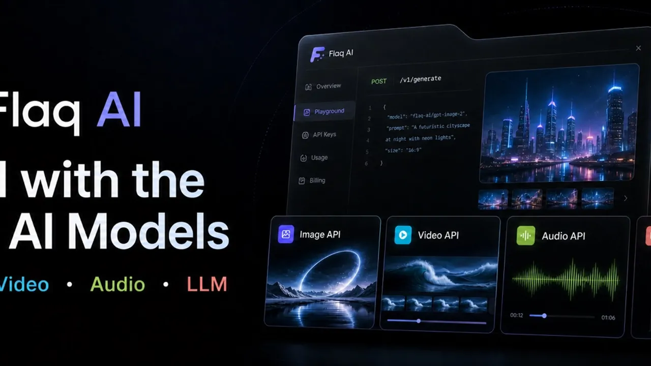 Flaq AI — One API for the world's leading AI image, video, music, and language models.