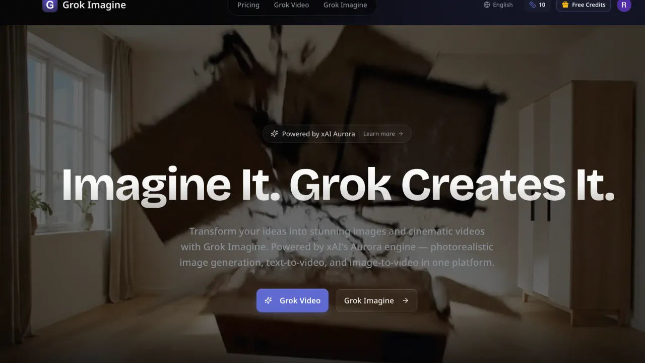 Grok Imagine — Grok Imagine is a free AI image and video generator powered by xAI's Aurora engine. It combines 20+ leading AI models — including Grok Imagine, Flux 2, Sora 2, Veo   3, Imagen 4