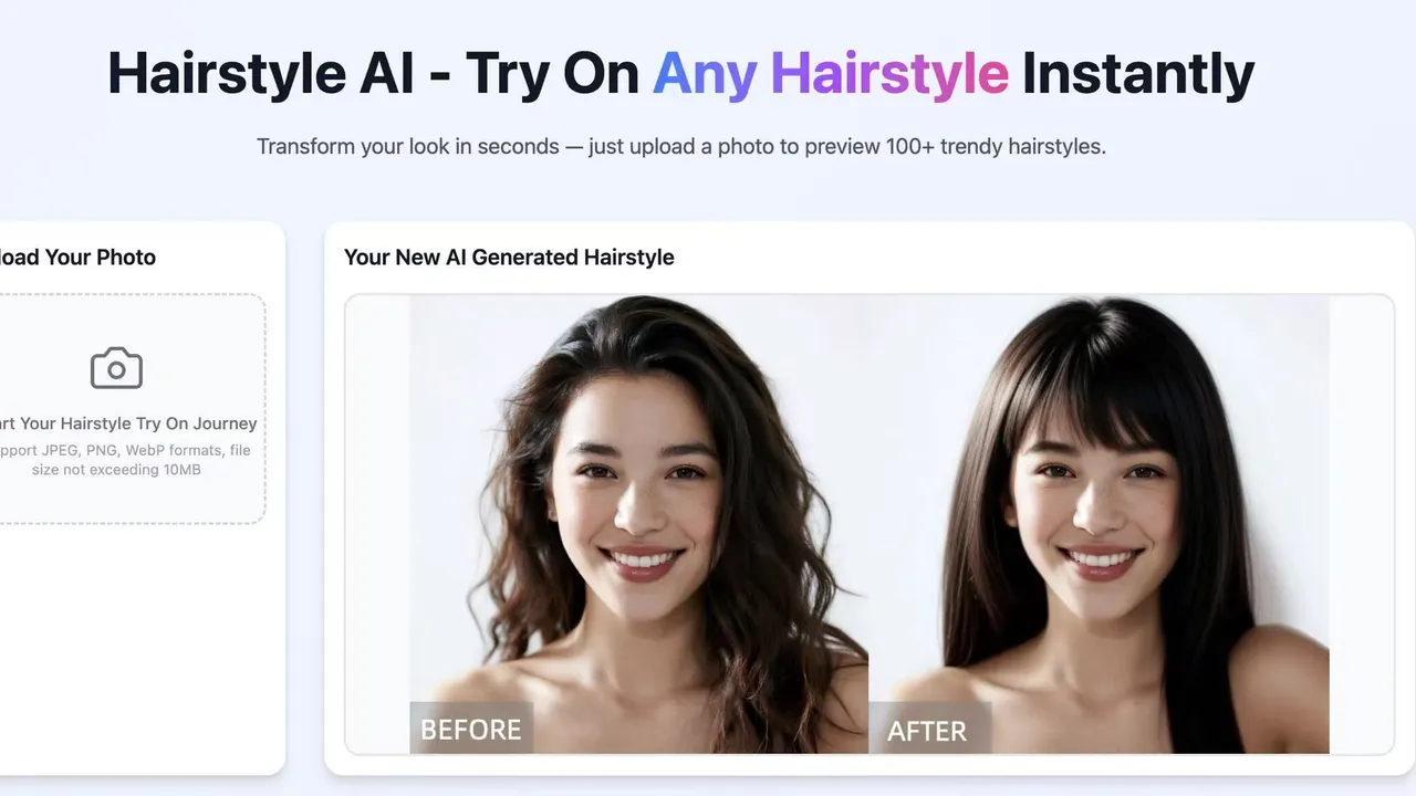 Hairstyle AI —  Hairstyle AI is a free AI-powered virtual hairstyle try-on tool. Upload a selfie and instantly preview 500+ professional hairstyles — from pixie cuts and bobs to braids and updos