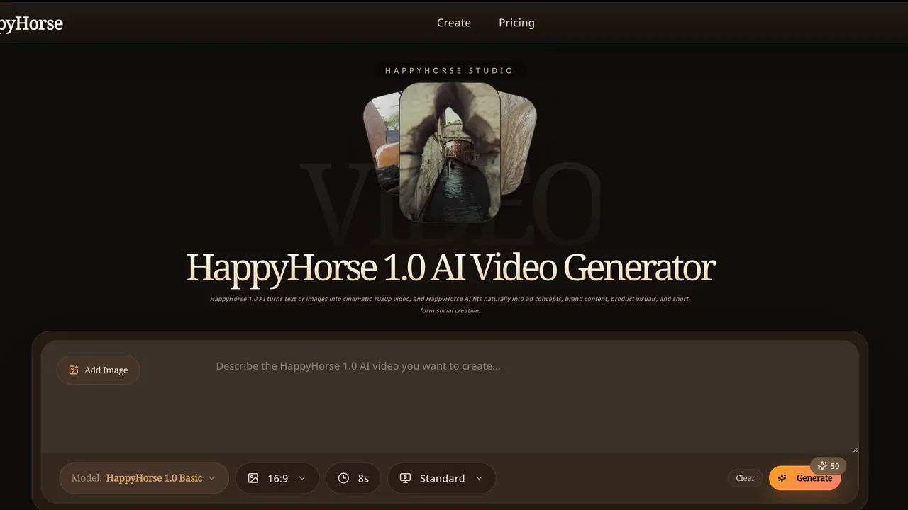 HappyHorse AI — Generate AI videos and images instantly with HappyHorse AI. A powerful text-to-video and image generation platform for creators, marketers, and businesses.