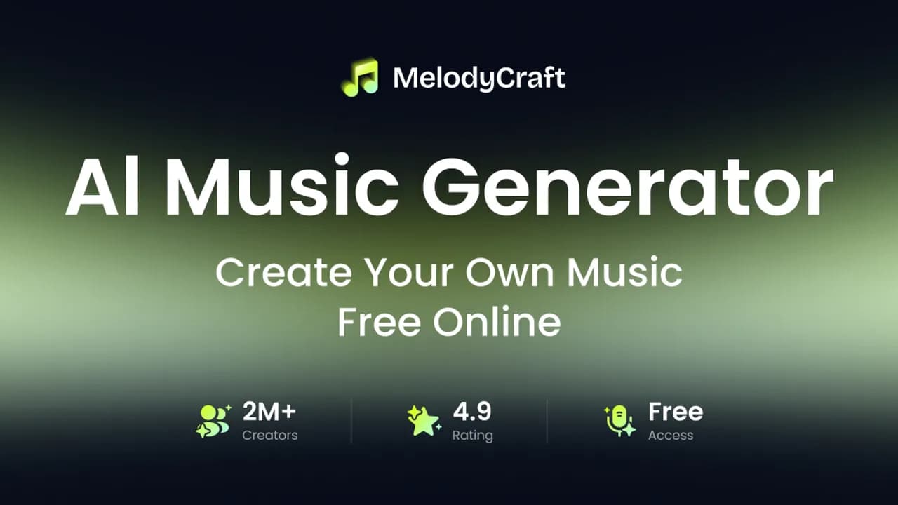 MelodyCraft — AI music generator that turns lyrics, ideas, and prompts into full songs with vocals and custom styles in seconds.