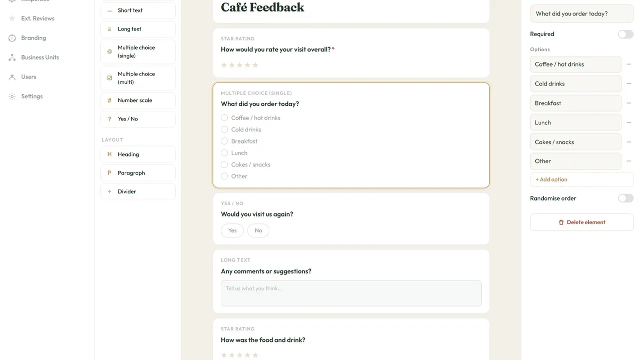 Qria — Customer feedback and review gathering with AI analysis and sentiment.
