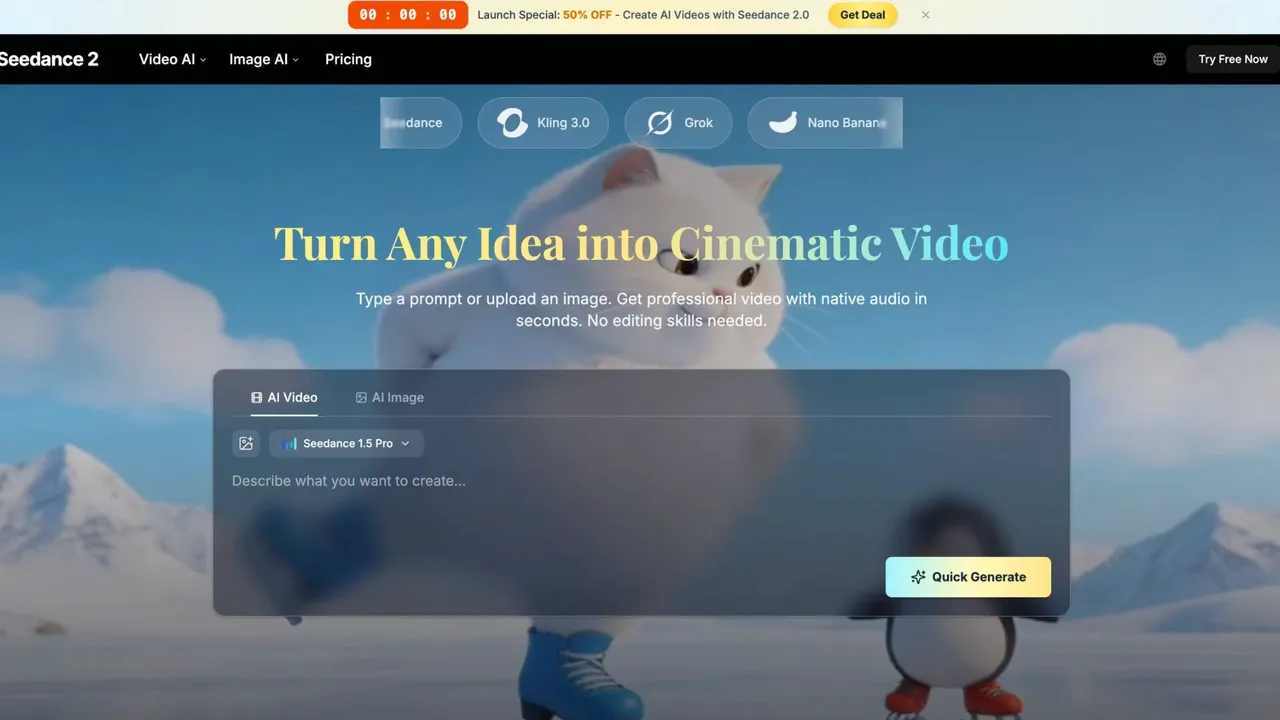 Seedance 2.0 — Create cinematic AI videos instantly with Seedance 2.0 — from text, images, or audio. No editing skills needed.