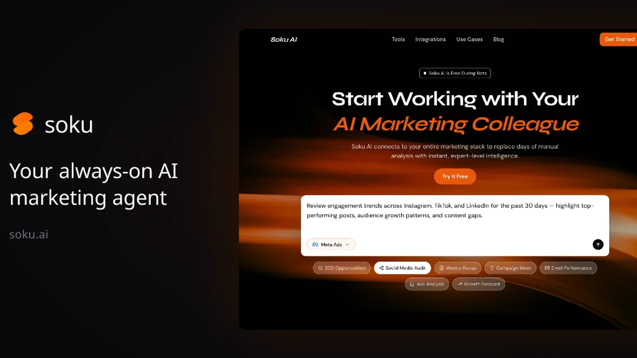Soku AI — An autonomous AI marketing agent that connects to your ad accounts and runs campaigns across Google, Meta, TikTok and ChatGPT Ads, with autonomy you set from observe-only to full a
