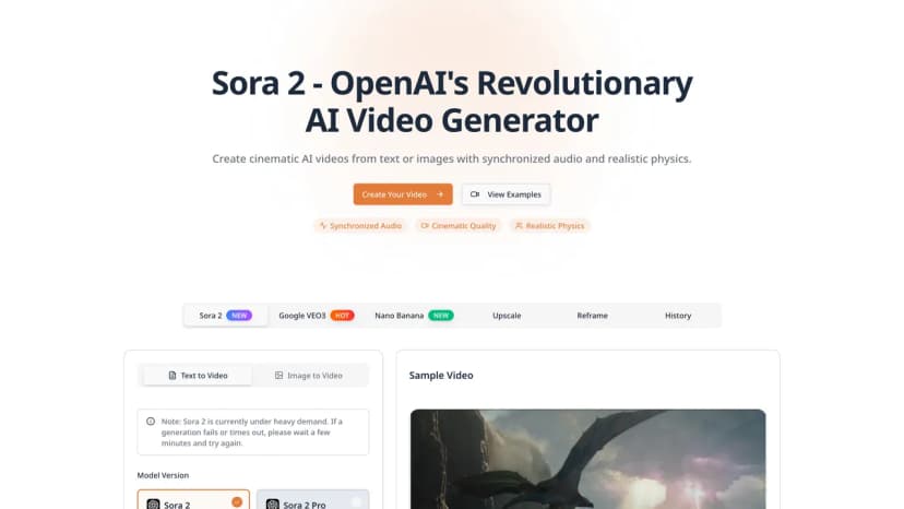 Sora 2 AI — Instant Film-Quality Videos thumbnail