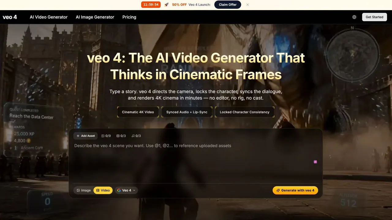 Veo 4  — AI Veo 4 is an advanced AI video generator that transforms text prompts and images into cinematic videos with realistic motion, high-quality visuals, and fast rendering.