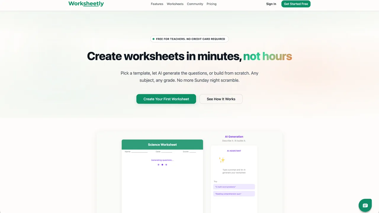 Worksheetly — Create worksheets in minutes, not hours