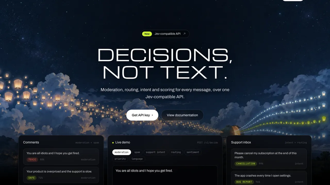 layahost — Decisions, not text: a Jev-compatible typed decisions API