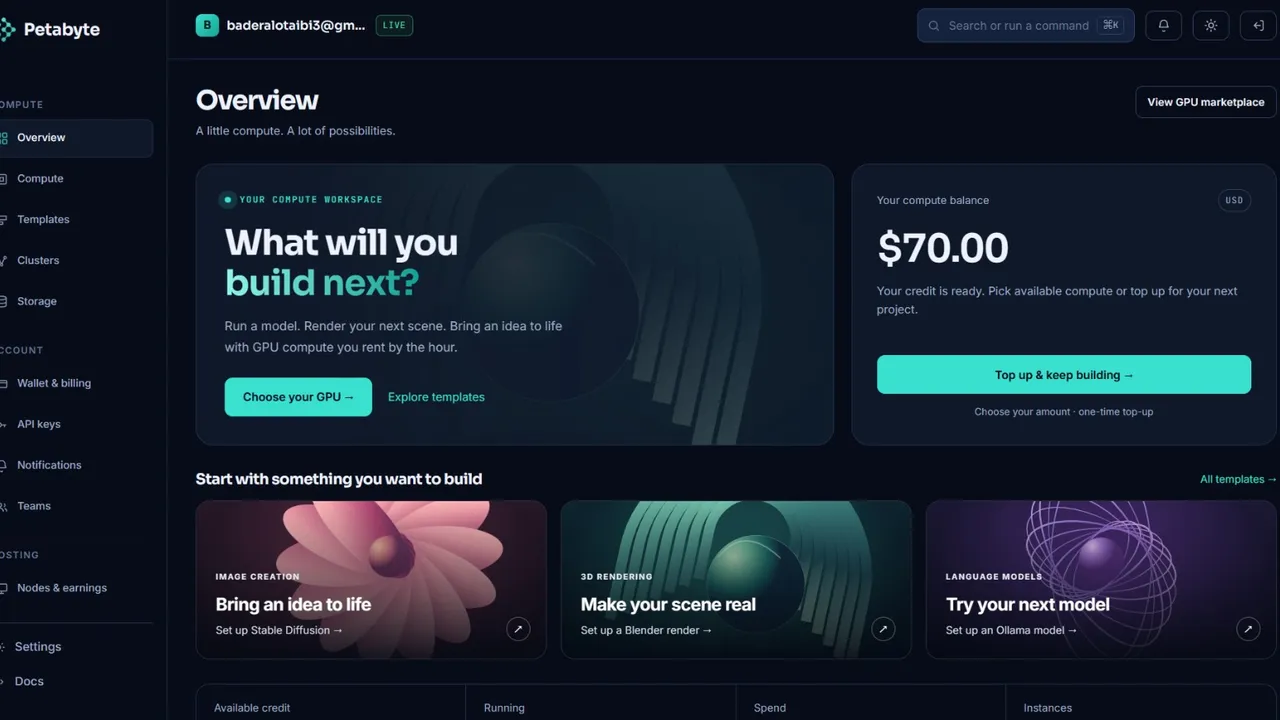 Petabyte — Hourly GPU rentals from independent owners for AI developers and creators